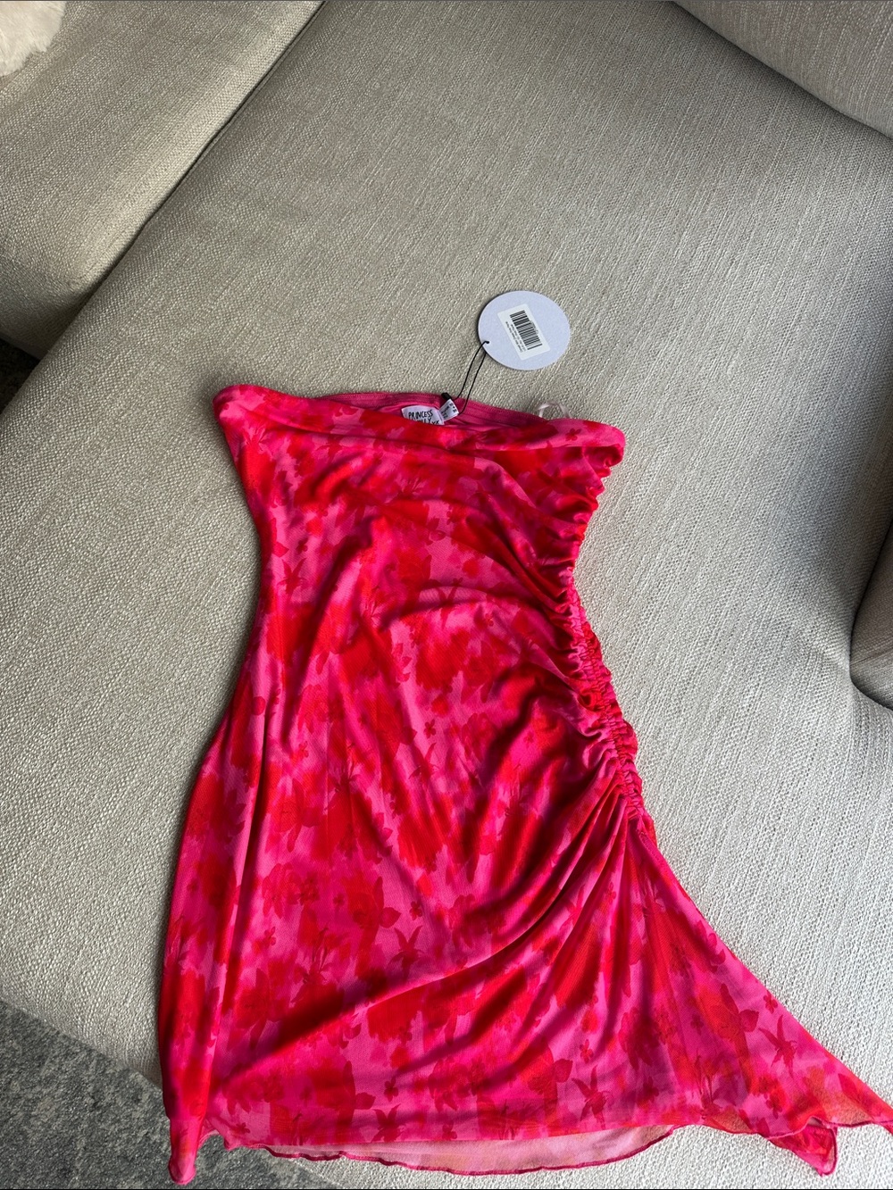 Princess Polly Hot Pink & Red Tube Top Floral Dress